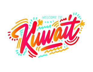 Text word art design vector of country name for Kuwait