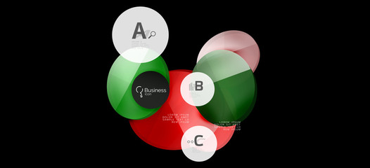 Retro colorful geometric background - circles on black, great design for any purposes. Creative minimal concept