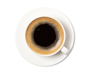 coffee cup top view  isolated on white background. with clipping path.