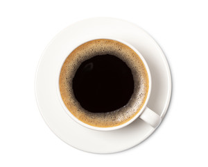 coffee cup top view  isolated on white background. with clipping path.