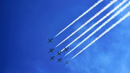 group of air jets in the sky