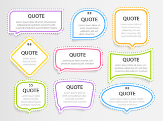 Quote colorful 3D frames textboxes Blank template with print information design quotes.