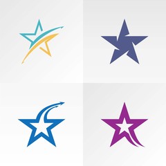Four types of interesting star image graphic icon logo design abstract concept vector stock. Can be used as a symbol associated with champion or winner