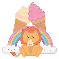 Isolated kawaii of lion cartoon design