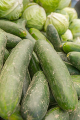 Close-up of cucumbers at a public market