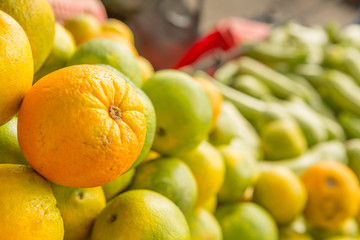 Close-up of oranges at a public market