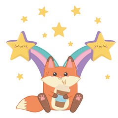 Isolated kawaii of fox cartoon design