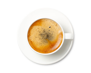 coffee cup top view  isolated on white background. with clipping path.