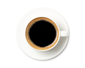 coffee cup top view  isolated on white background. with clipping path.