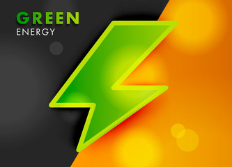 Electro power, green energy symbol on bright modern backdrop