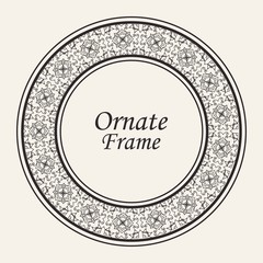 Decorative round modern art deco frame. Template for design. Elegant vector element with place for text. Vintage ornate border. Lace illustration for invitations and greeting cards