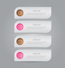 Business infographics template for presentation, education, web design, banners, brochures, flyers. Brown and pink colors. Vector illustration.