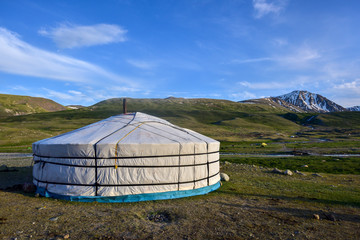 Landscape of the Ger Tent in Mongolia Grassland