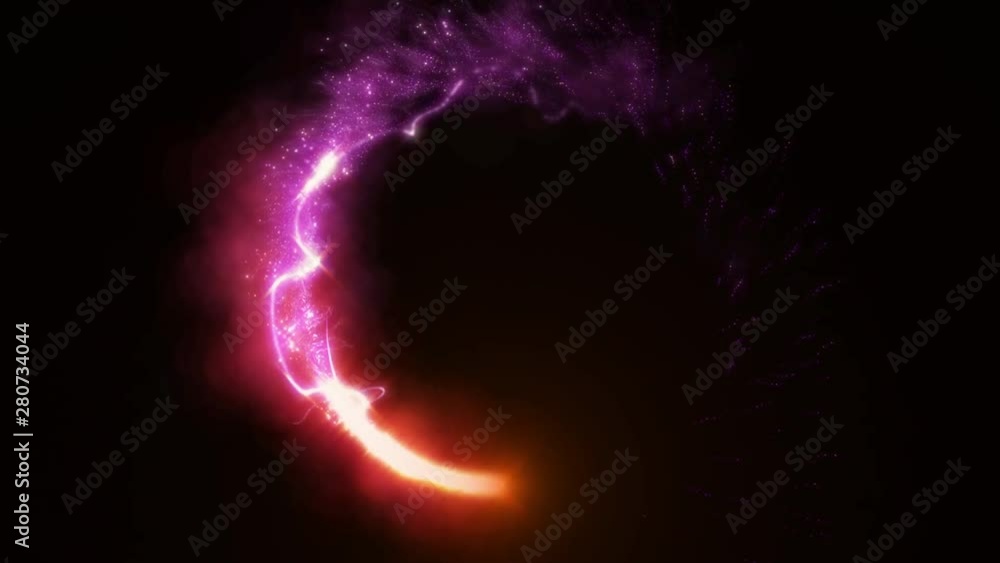 Aufkleber Loop Flowing Particle Trails Glow Shiny Element Swirl And Floating 4k Motion. Soft Stream Line Curly Harmonic Beautiful Technology Moving Background.