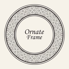 Decorative round modern art deco frame. Template for design. Elegant vector element with place for text. Vintage ornate border. Lace illustration for invitations and greeting cards