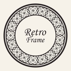 Decorative round modern art deco frame. Template for design. Elegant vector element with place for text. Vintage ornate border. Lace illustration for invitations and greeting cards