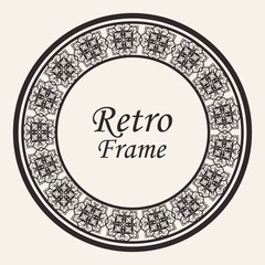 Decorative round modern art deco frame. Template for design. Elegant vector element with place for text. Vintage ornate border. Lace illustration for invitations and greeting cards