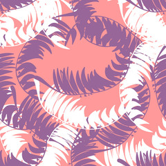 Colorful leaves tropical plants seamless pattern. Decorative background for textile, web, fabric, clothing, stationery, scrapbook.