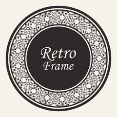 Decorative round modern art deco frame. Template for design. Elegant vector element with place for text. Vintage ornate border. Lace illustration for invitations and greeting cards