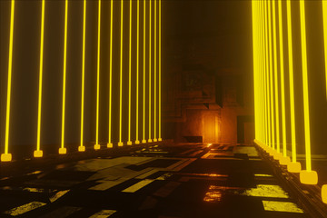 3d render futuristic tunnel / corridor with the light glow