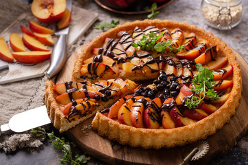 Nectarines chocolate cake