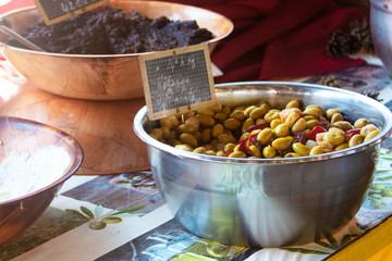 Green olives on farmer market