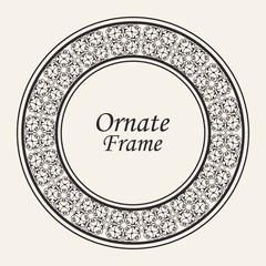 Decorative round modern art deco frame. Template for design. Elegant vector element with place for text. Vintage ornate border. Lace illustration for invitations and greeting cards