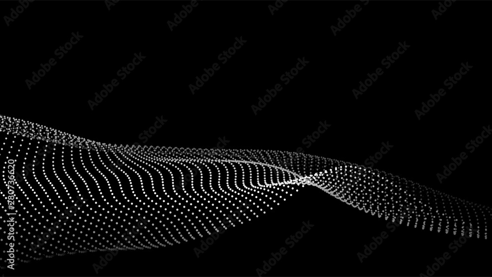 Poster Abstract digital wave of particles. Futuristic point wave. Technology background vector. Vector illustration