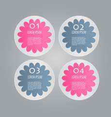 Business infographics tabs template for presentation, education, web design, banner, brochure, flyer. Pink and grey colors. Vector illustration.