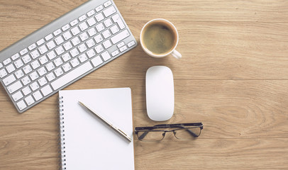 Workspace desktop, documents on the office table