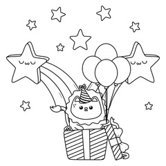 Kawaii lion and happy birthday design