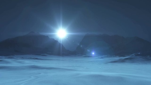 mountain snow moon light 4k