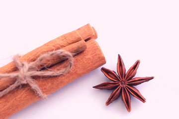 Cinnamon and star anise. Fragrant spices.