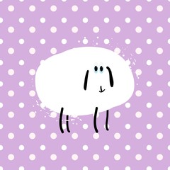 Decorative print cartoon sheep and background, seamless pattern of peas, in vector