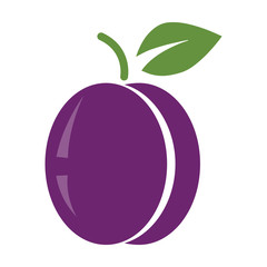 Plum icon in flat design, vector art illustration.