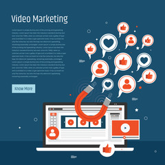 Magnet appeared from laptop monitor and attracting social media icons