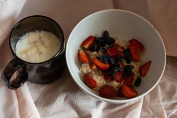 breakfast bowl with fresh fruit and berry