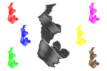 Luapula Province (Provinces of Zambia, Republic of Zambia) map vector illustration, scribble sketch Luapula map....