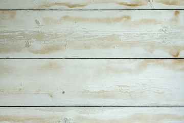 Obraz na płótnie Canvas White shabby wooden wall texture, close-up shot