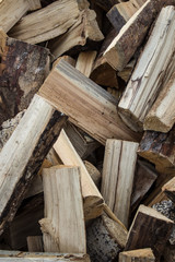 A lot of chopped wood around the house