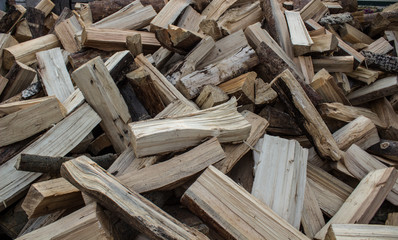 A lot of chopped wood around the house