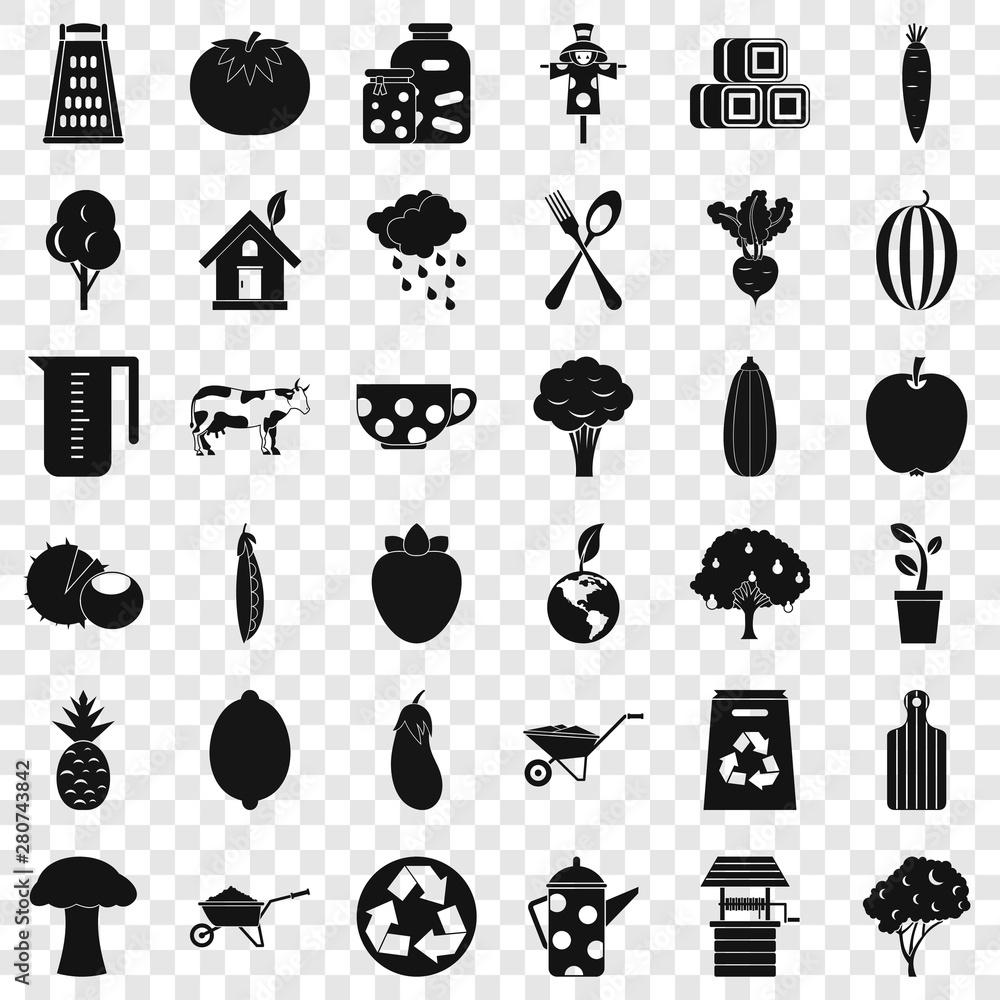 Poster food icons set. simple style of 36 food vector icons for web for any design