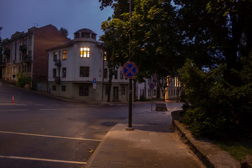 City in Night, Kaunas. Putvinskio street. July
