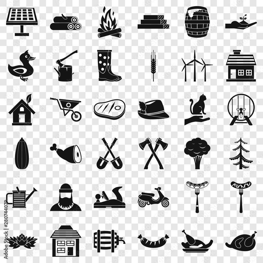 Poster farmer icons set. simple style of 36 farmer vector icons for web for any design