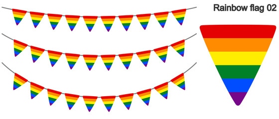 レインボーフラッグのガーラーンドのベクターデータ（bunting garland）