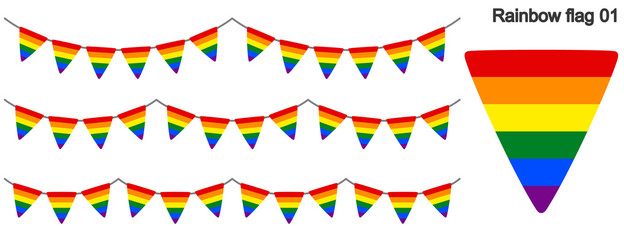 Obraz premium レインボーフラッグのガーラーンドのベクターデータ（bunting garland）
