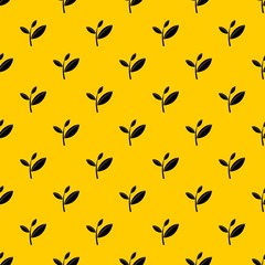Tea leaf sprout pattern seamless vector repeat geometric yellow for any design