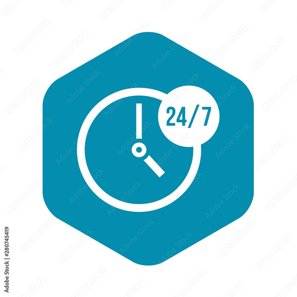 Poster clock 24 7 icon. simple illustration of clock 24 7 vector icon for web