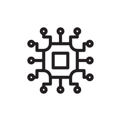 flat line ic, processor, microchip computer brain icon symbol sign, logo template, vector, eps 10