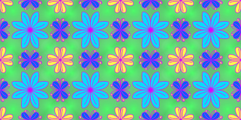 Seamless endless repeating bright ornament of multi-colored geometric shapes